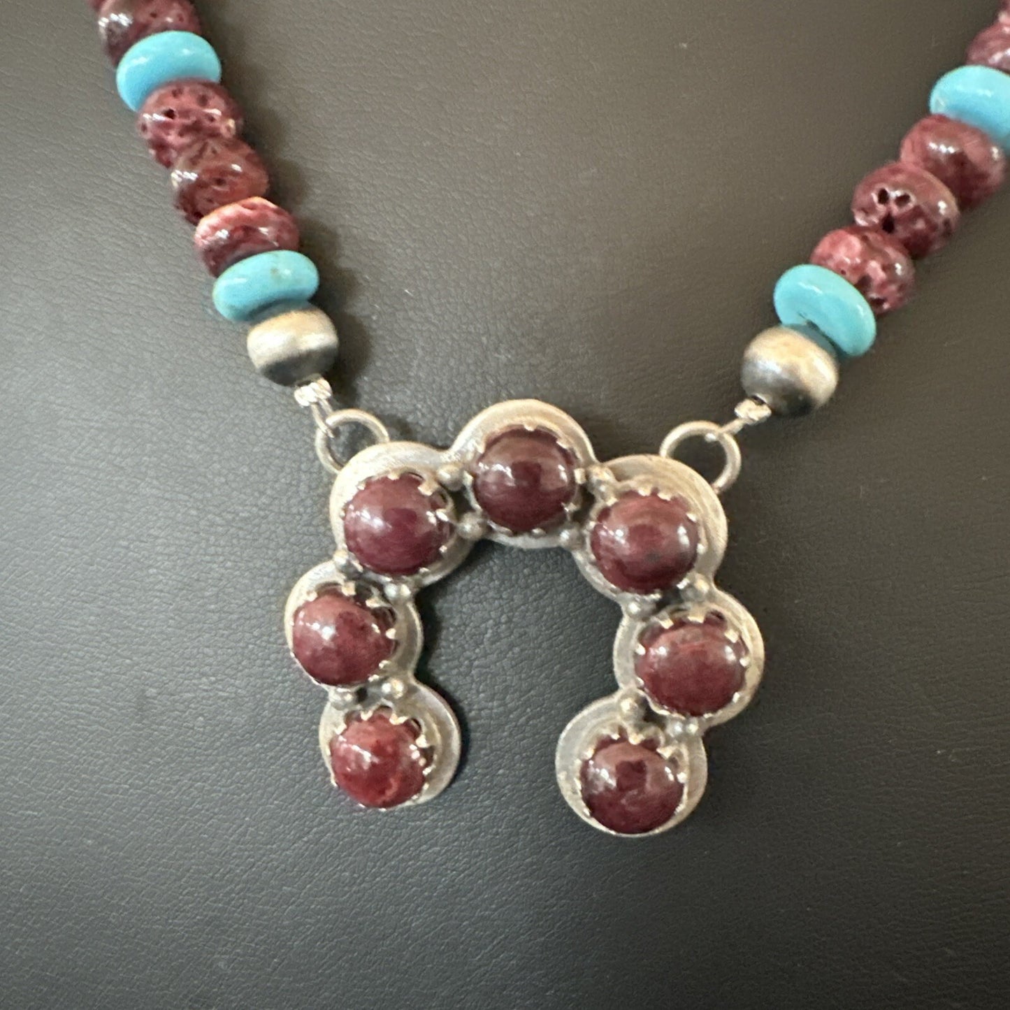 Purple Spiny Oyster Naja Pendant Turquoise Navajo Sterling Silver Necklace 18849
