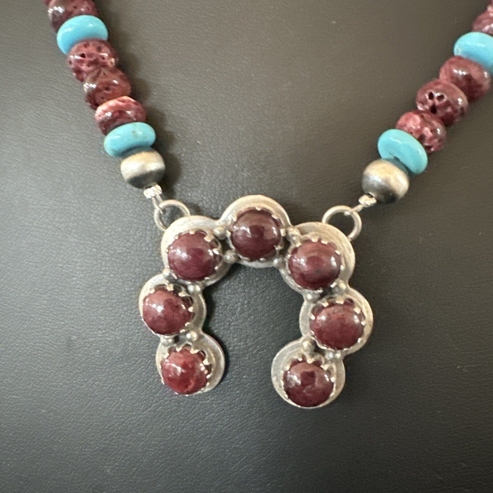 Purple Spiny Oyster Naja Pendant Turquoise Navajo Sterling Silver Necklace 18849