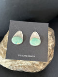 Navajo Green Turquoise Dangle Earrings | Sterling Silver | Authentic Native American Handmade | 14781