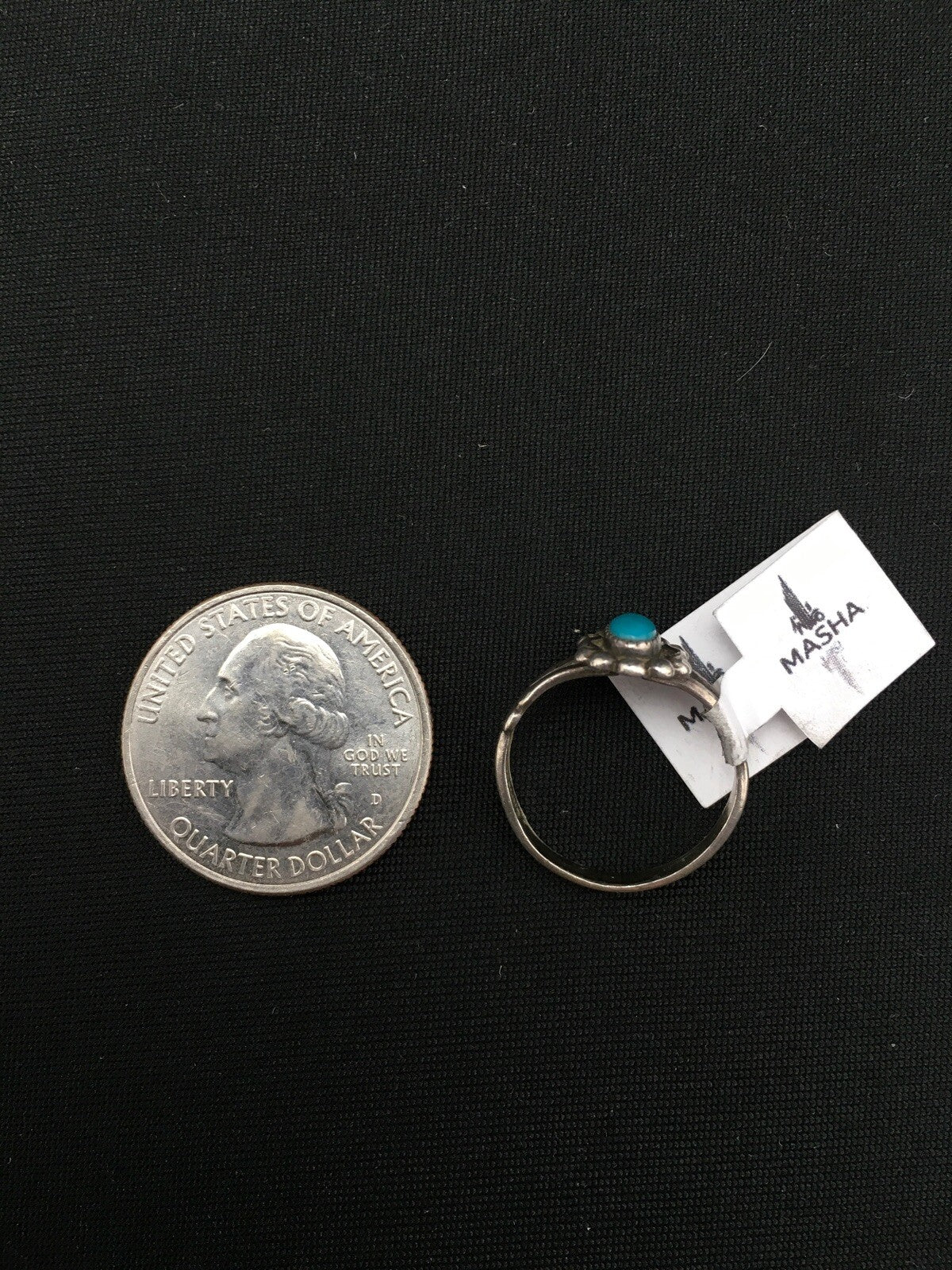 Native American Blue Turquoise Navajo Sterling Silver Ring Size 5.75 04447
