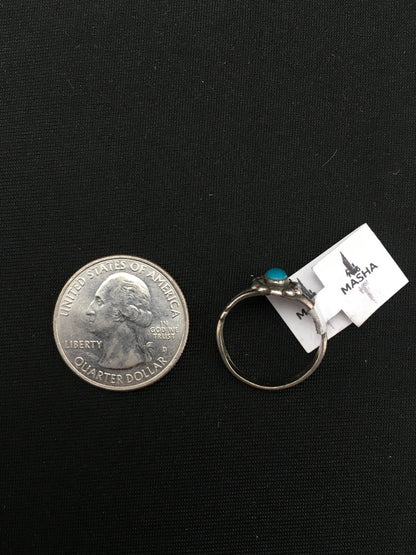 Native American Blue Turquoise Navajo Sterling Silver Ring Size 5.75 04447