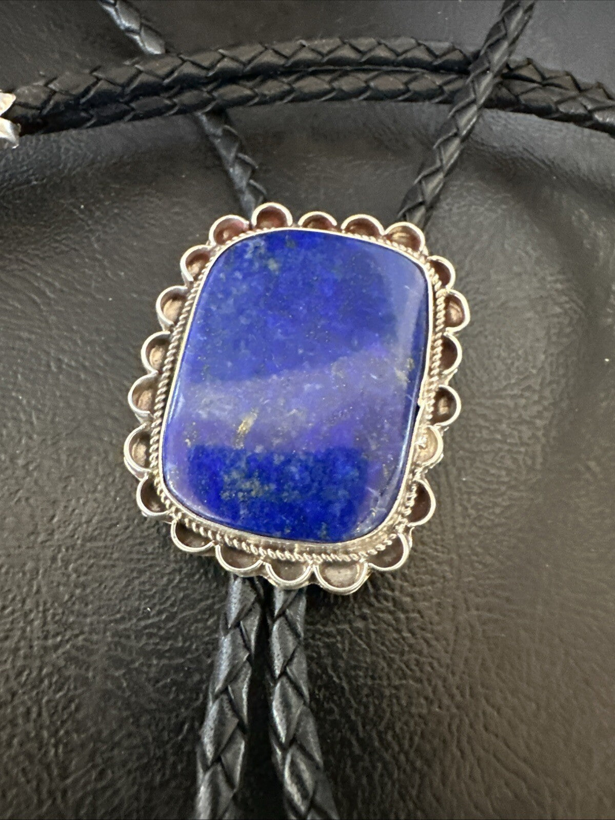 Mens Blue Lapis Lazuli Navajo Sterling Silver Bolo Tie 18660