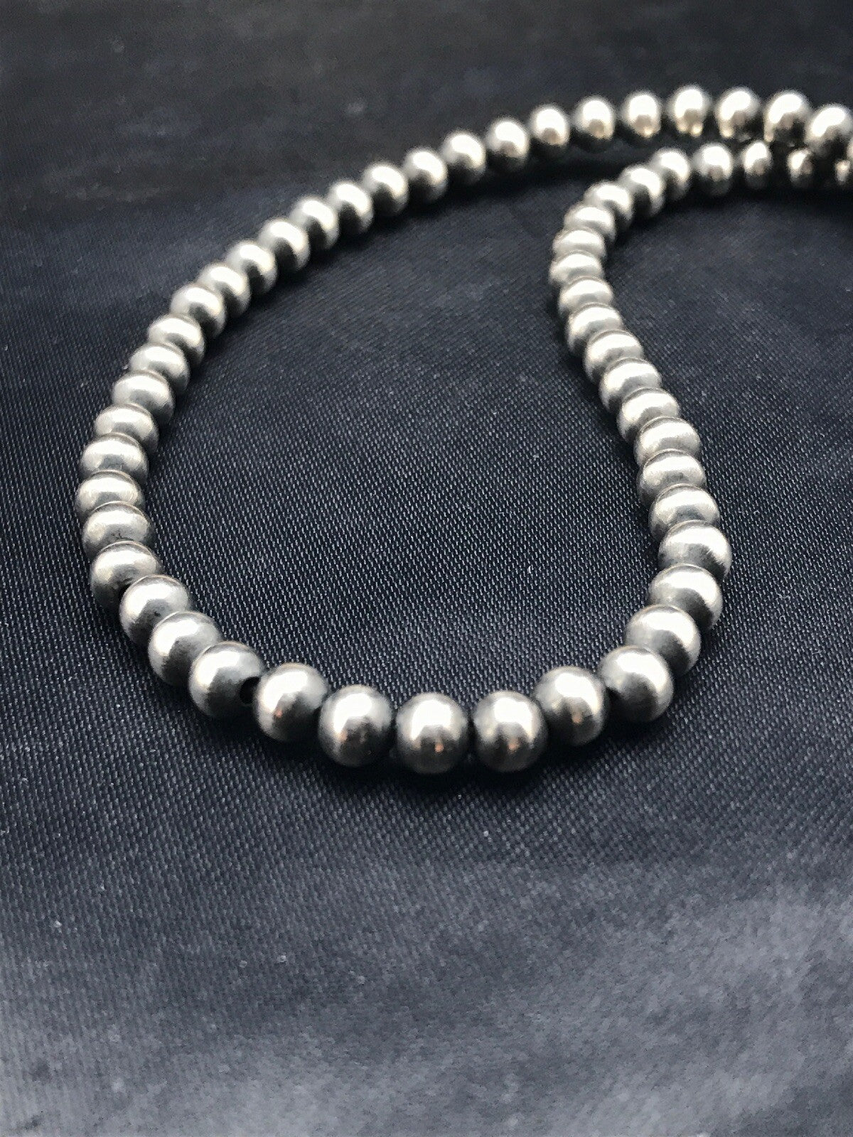Native Children's Navajo 5 mm Sterling Silver Beads Necklace 12”