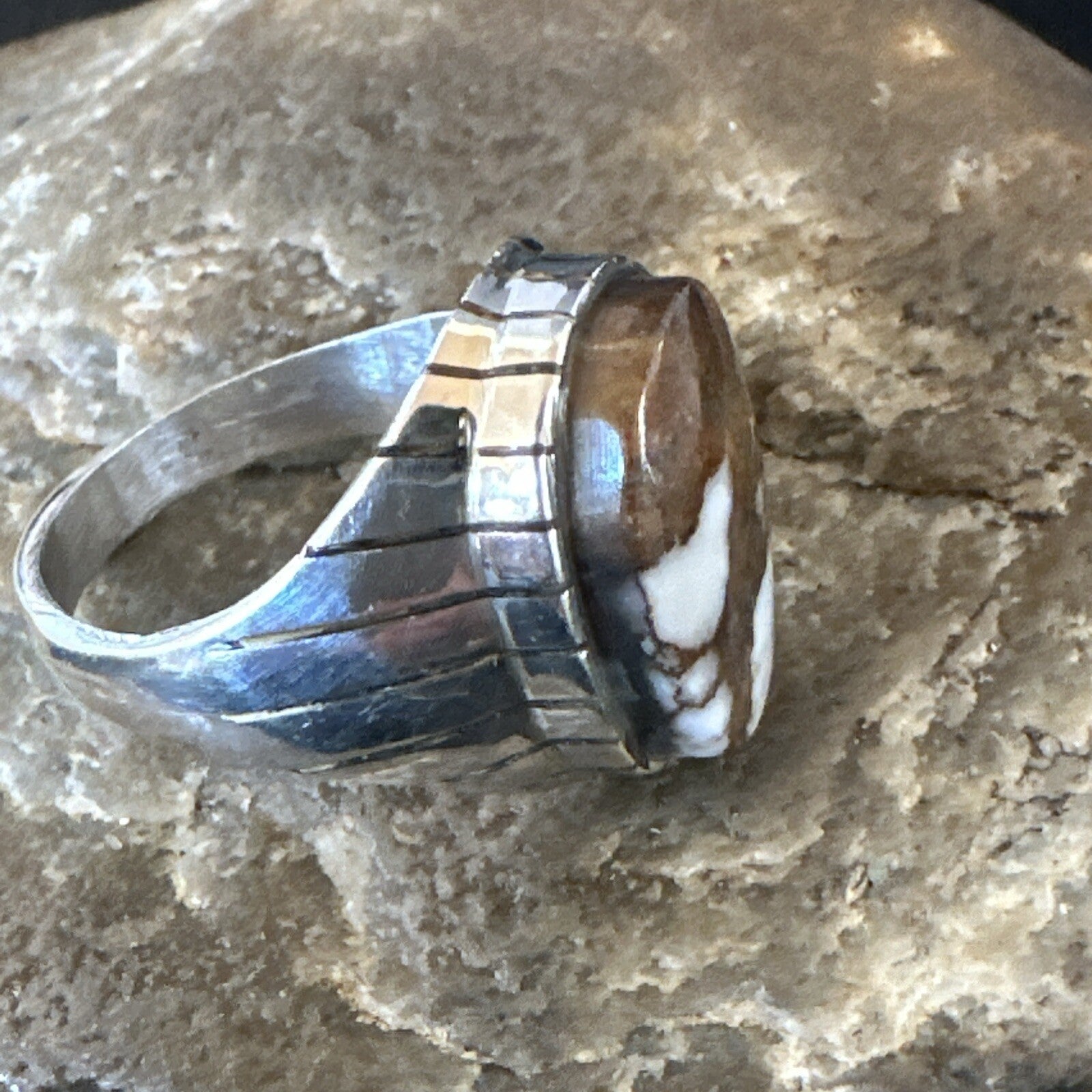 Mens Wild Horse Turquoise Southwestern Sterling Silver Ring Size 10.5 17793
