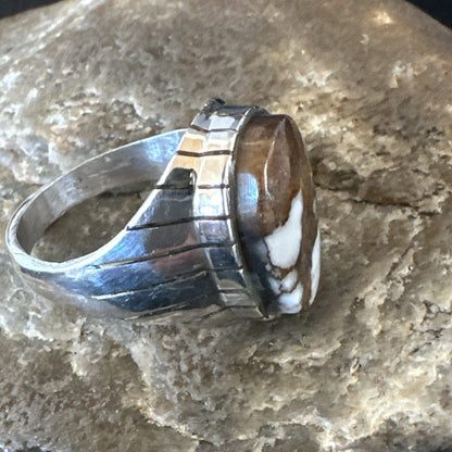 Mens Wild Horse Turquoise Southwestern Sterling Silver Ring Size 10.5 17793