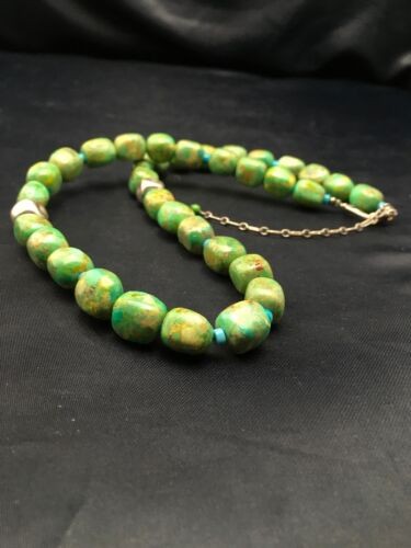 Navajo Turquoise & Magnesite Necklace Sterling Silver 19" Handmade 4497