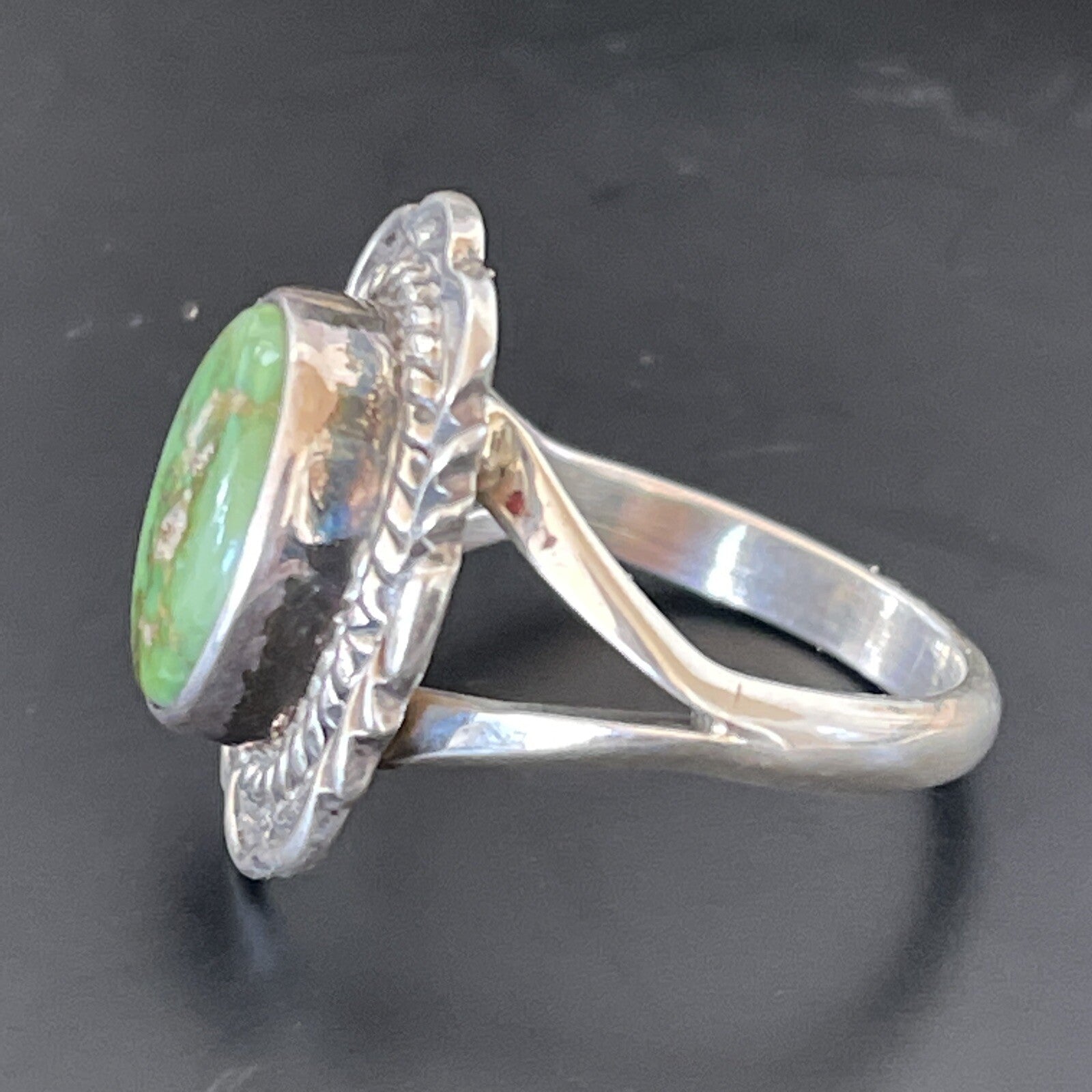 Green Gaspiete Navajo Sterling Silver Ring Size 8.5 11357