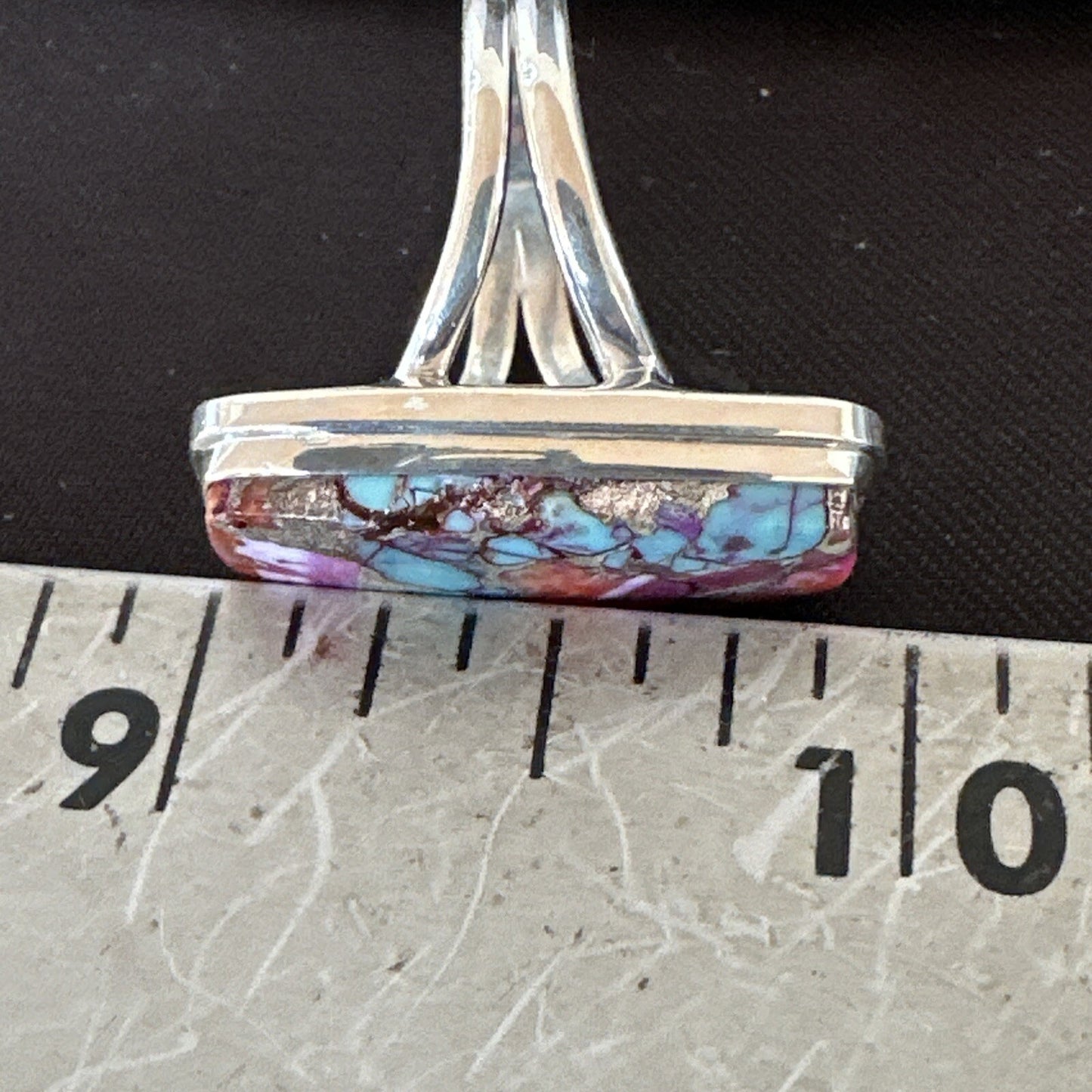 Blue Turquoise Spiny Oyster Southwestern Sterling Silver Ring Size 7 18492