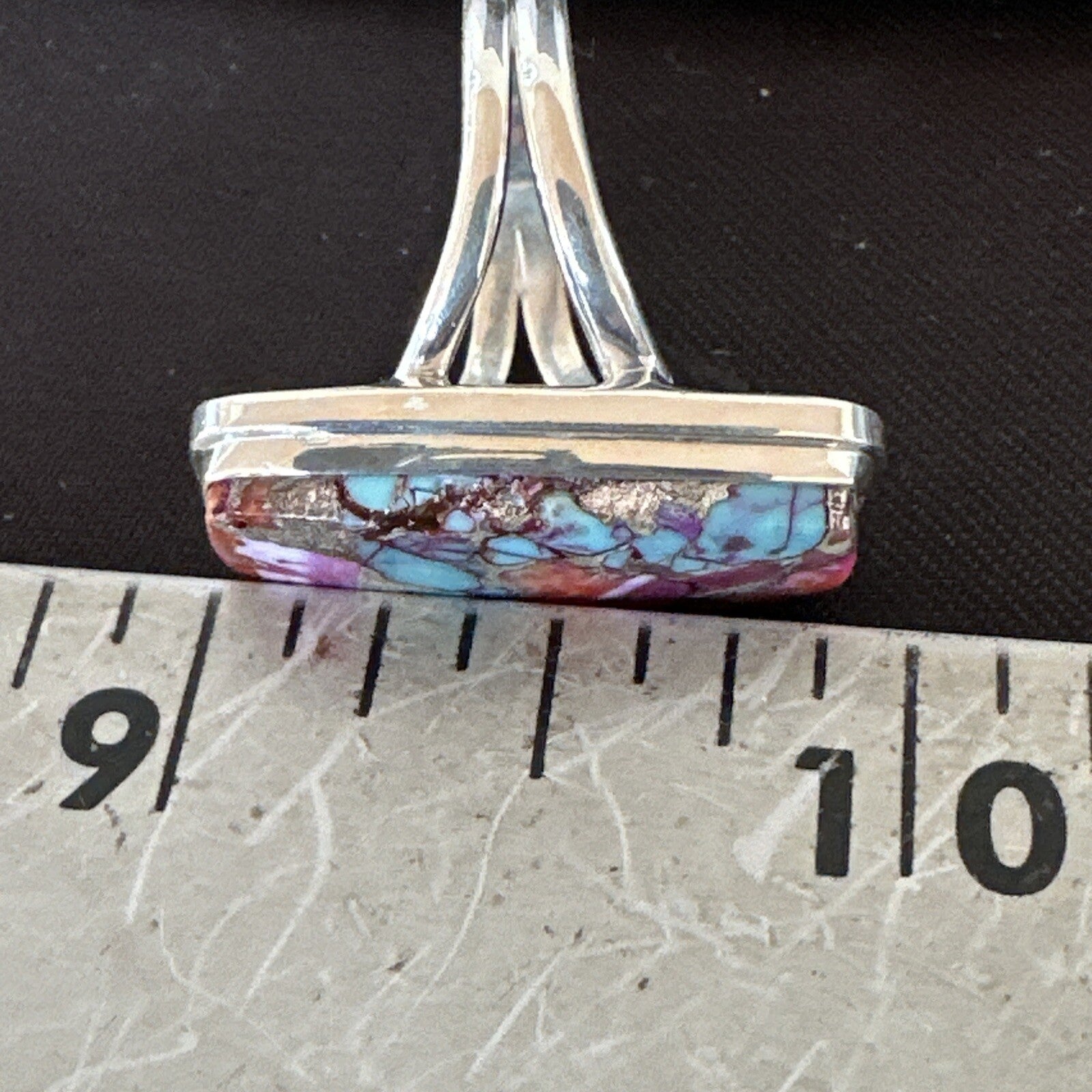 Blue Turquoise Spiny Oyster Southwestern Sterling Silver Ring Size 7 18492