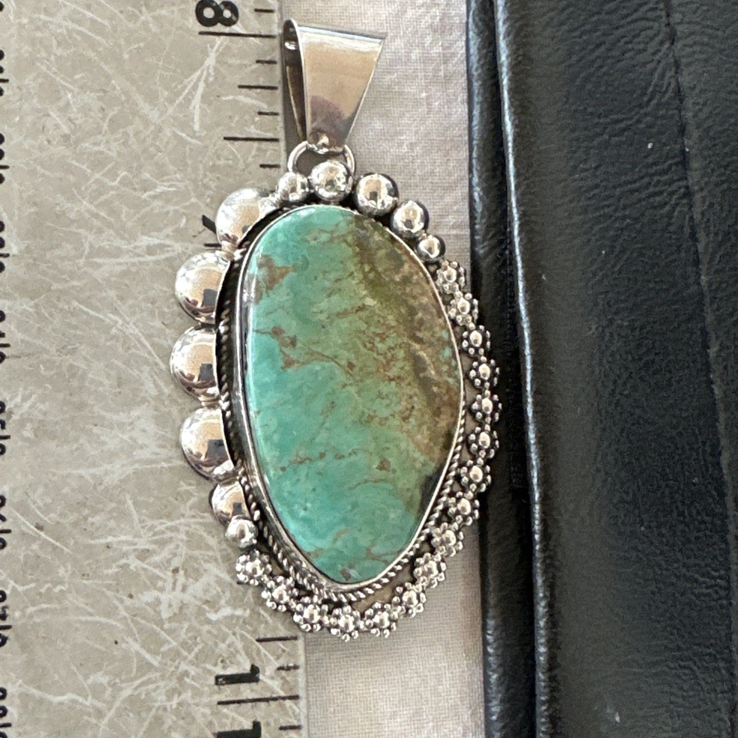 Men Women Green Royston Turquoise Pendant Navajo Sterling Yazzie 19523