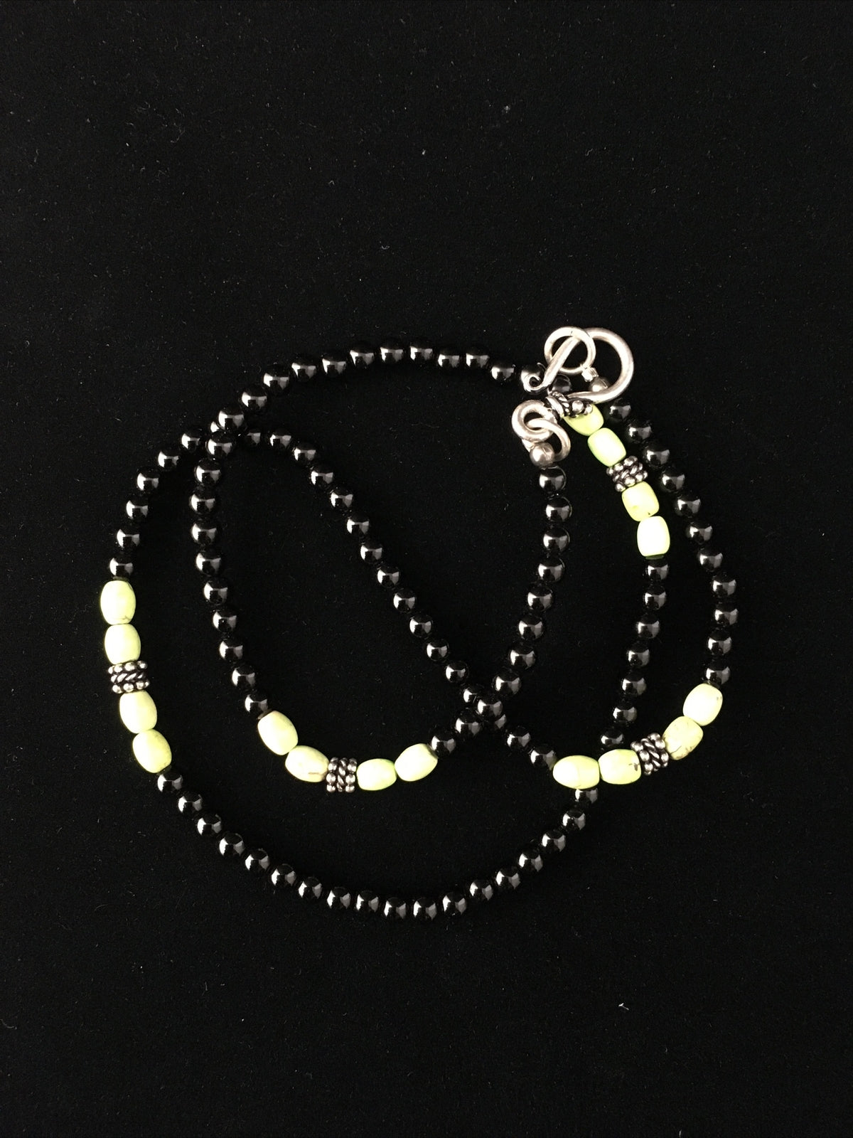 Mens Black Onyx Navajo Sterling Silver Necklace 18” 10014