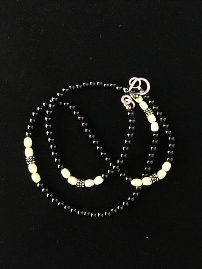 Mens Black Onyx Navajo Sterling Silver Necklace 18” 10014