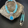 Women's Blue Kingman Turquoise Pendant Navajo Necklace 21" | Sterling Silver | Authentic Native American Handmade | 17978