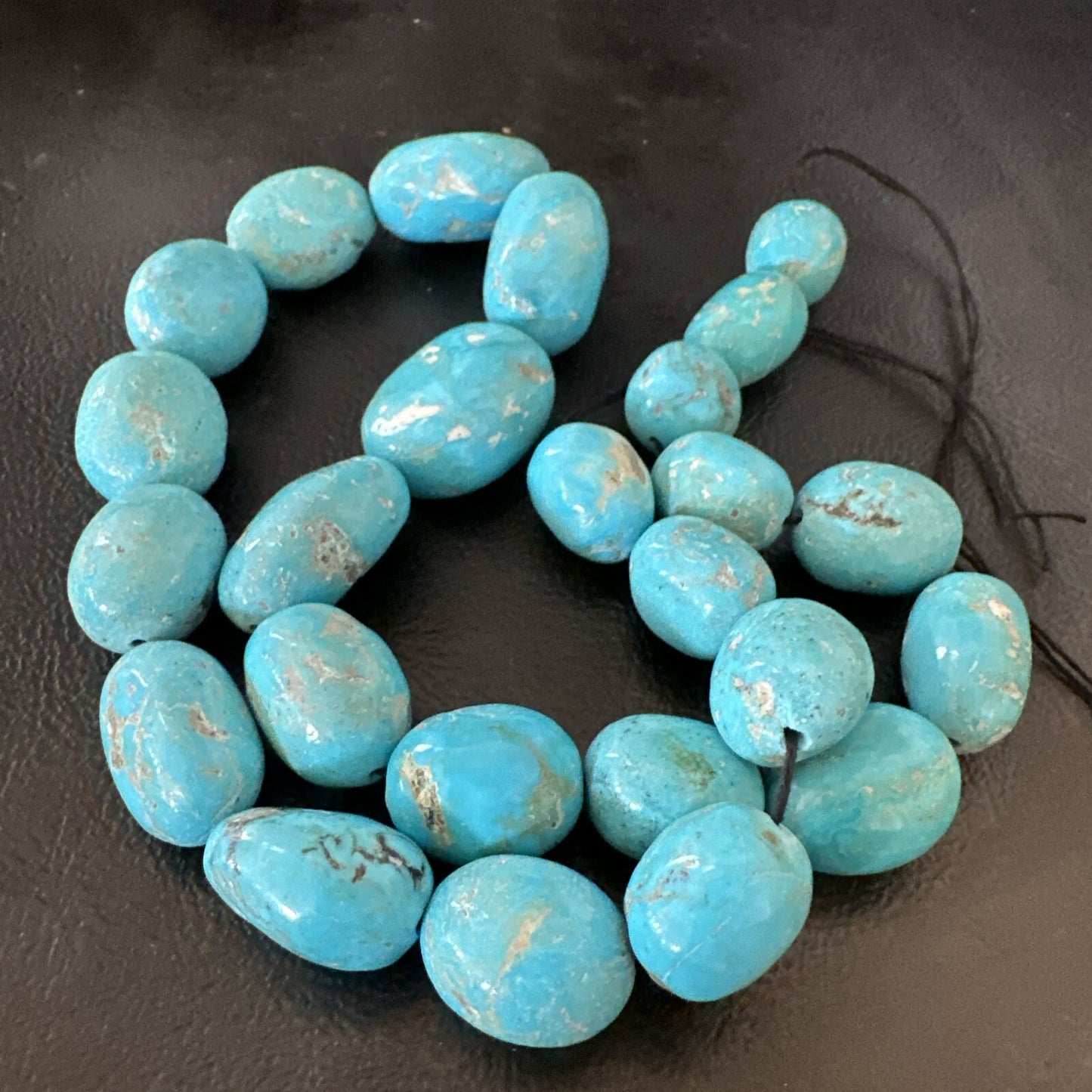 Authentic Blue Sleeping Beauty Graduated Turquoise Nugget Strand 18” 18499