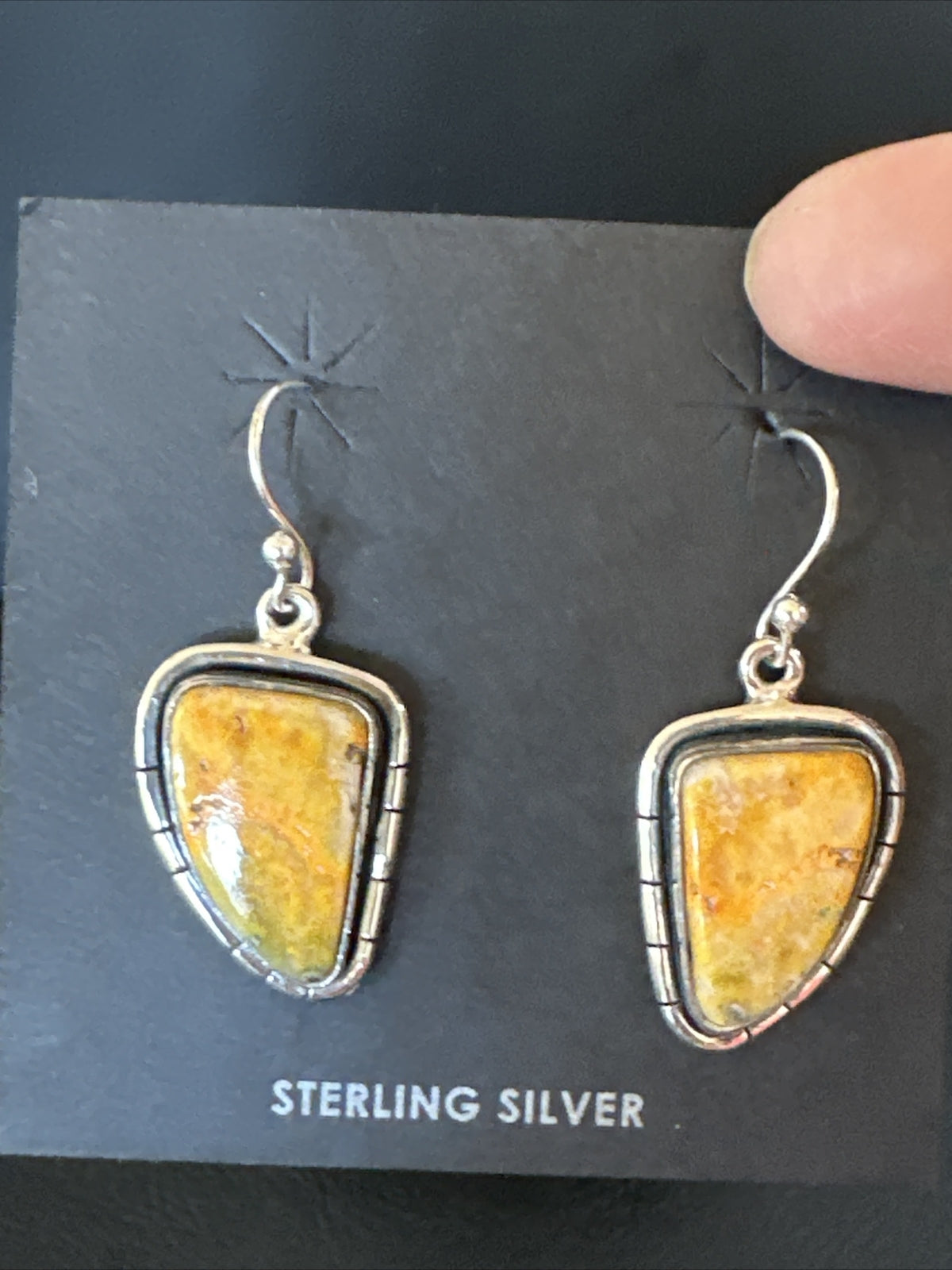 Womens Bumblebee Jasper Navajo Sterling Silver Earrings 15832