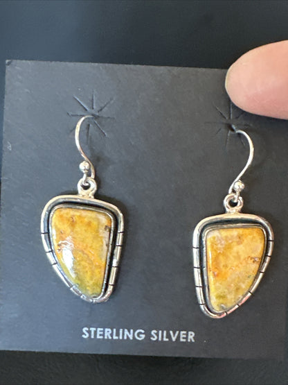 Womens Bumblebee Jasper Navajo Sterling Silver Earrings 15832