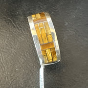 Infinity Men's Band Tigers Eye Navajo Inlay Ring Size 10 | Sterling Silver | Authentic Native American Handmade | 19050