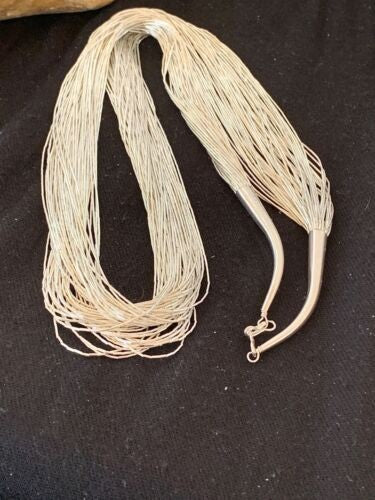 Southwestern Liquid Sterling Silver Tubes Heishi Necklace 50 Strands 4637