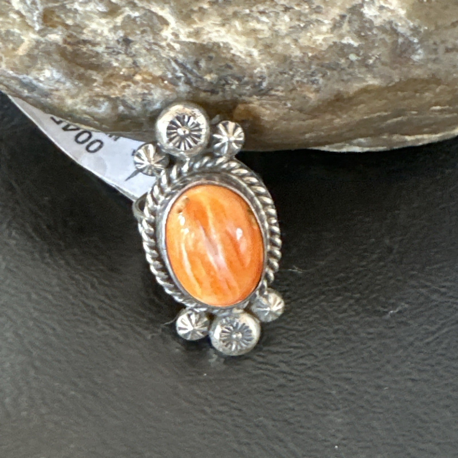 Orange Spiny Oyster Navajo Sterling Silver Ring Native American Size 6 00459