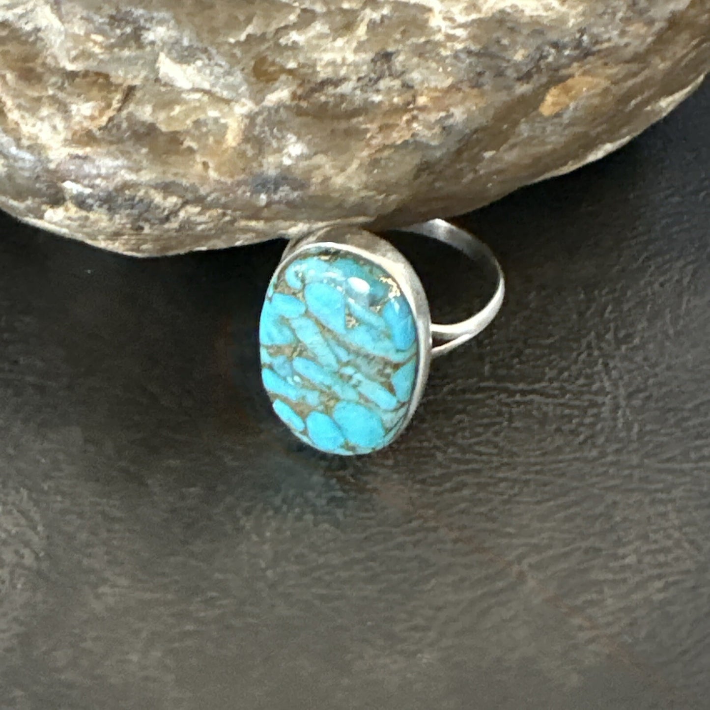 Mohave Native Navajo Sterling Silver Blue Turquoise Ring Sz 10 18245