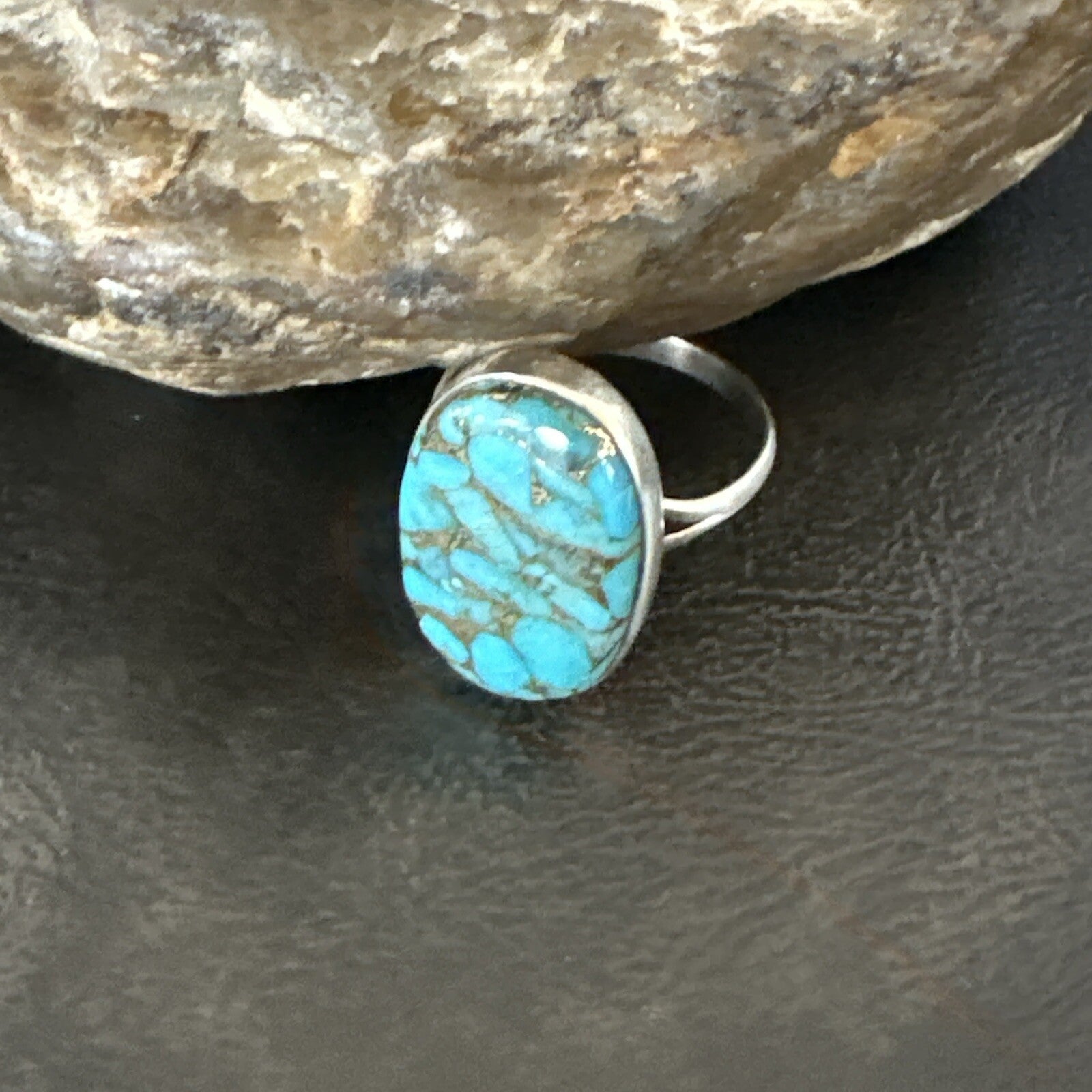 Mohave Native Navajo Sterling Silver Blue Turquoise Ring Sz 10 18245