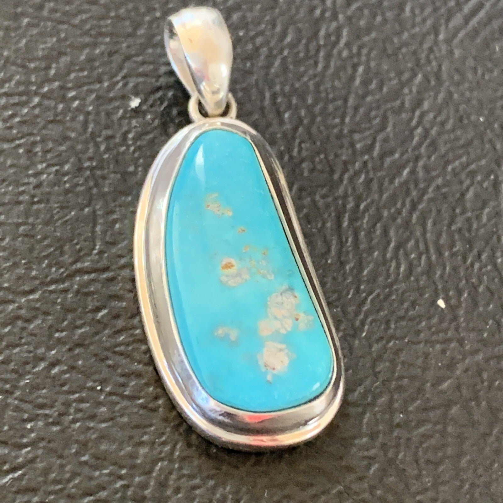 Blue Bisbee Turquoise Navajo Sterling Silver Pendant 1" 1627N