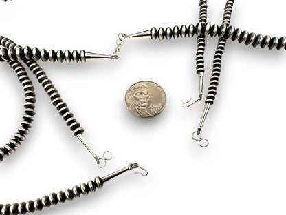 Navajo Pearls Sterling Silver Rondelles Saucer Flat Bead Necklace 5mm 18" 60518