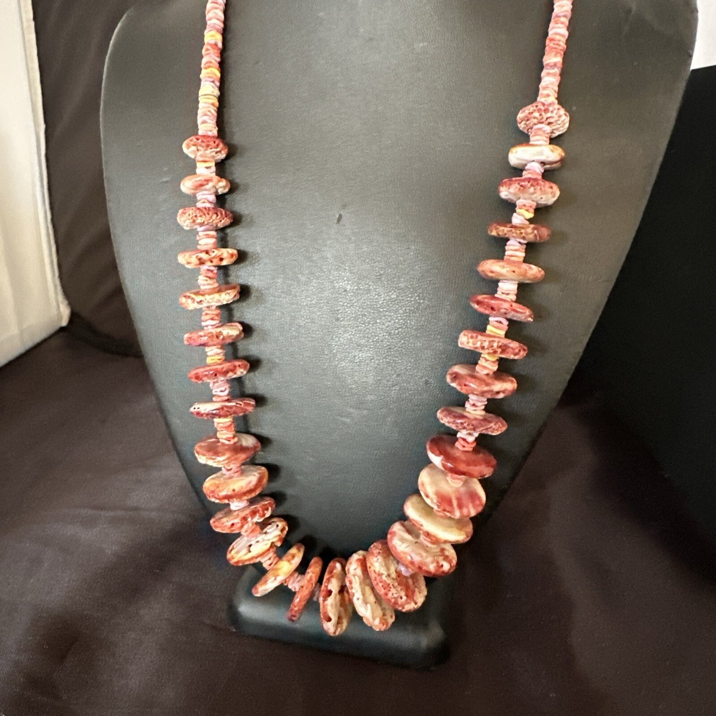 Purple Spiny Oyster Heishi Navajo Sterling Silver Necklace 24” 17781
