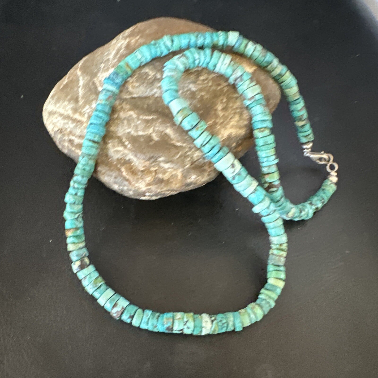 Blue Turquoise 20” Heishi Sterling Silver Bead Necklace 15165