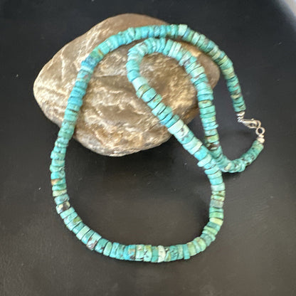 Blue Turquoise 20” Heishi Sterling Silver Bead Necklace 15165