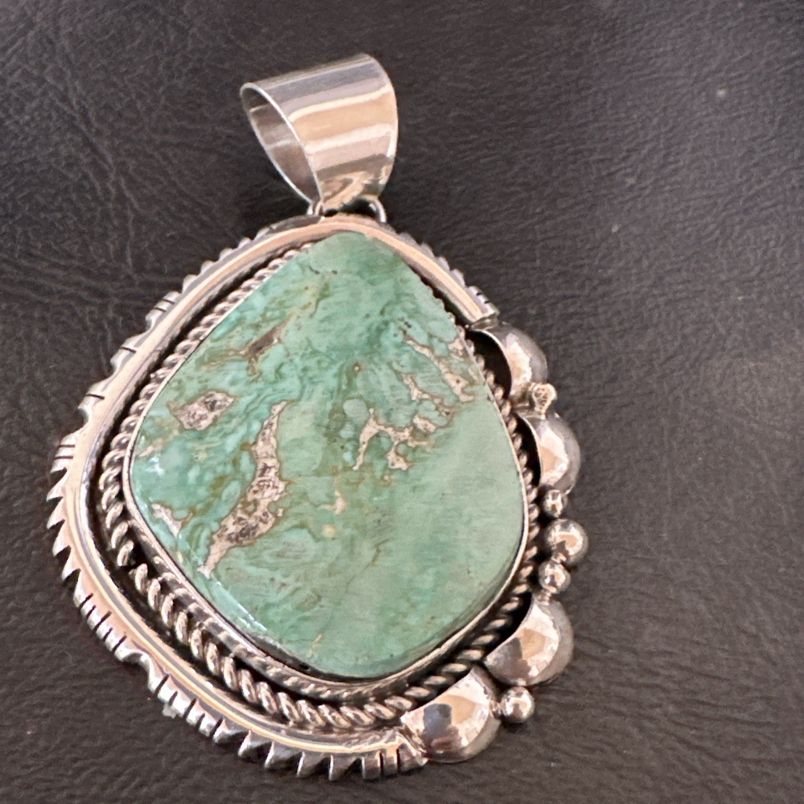 Men Women Green Royston Turquoise Pendant Navajo Sterling Yazzie 19522