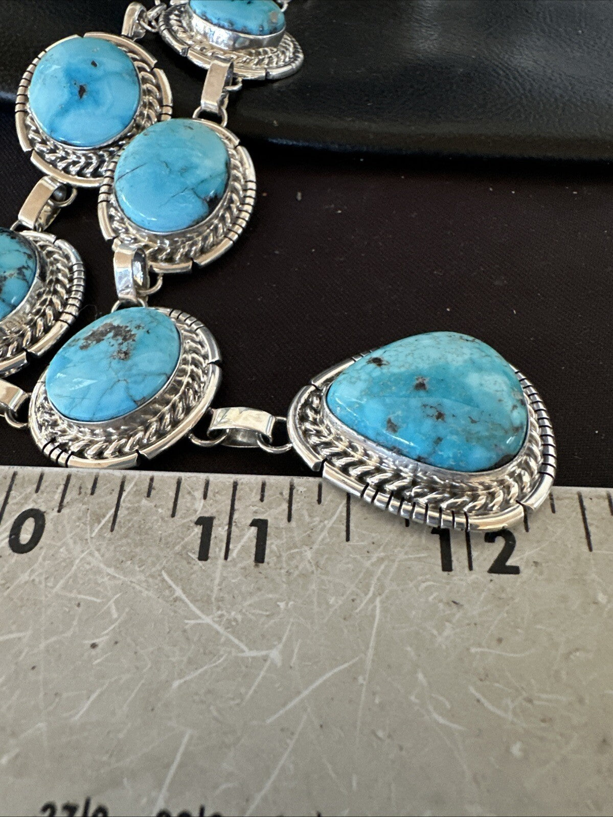 New Women Blue Kingman Turquoise Necklace Earrings Sterling Silver 19” 18620