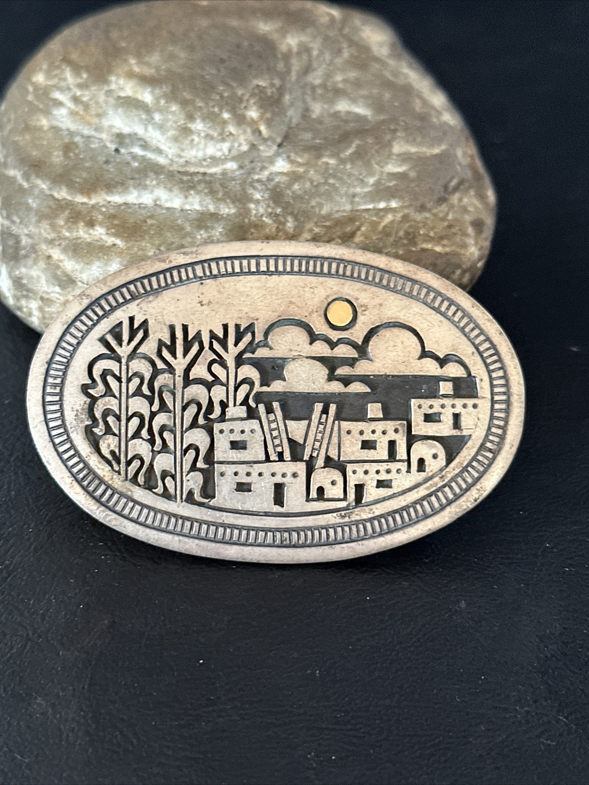 Pueblo Cutout Authentic Sterling Silver Concho Belt Buckle 14799