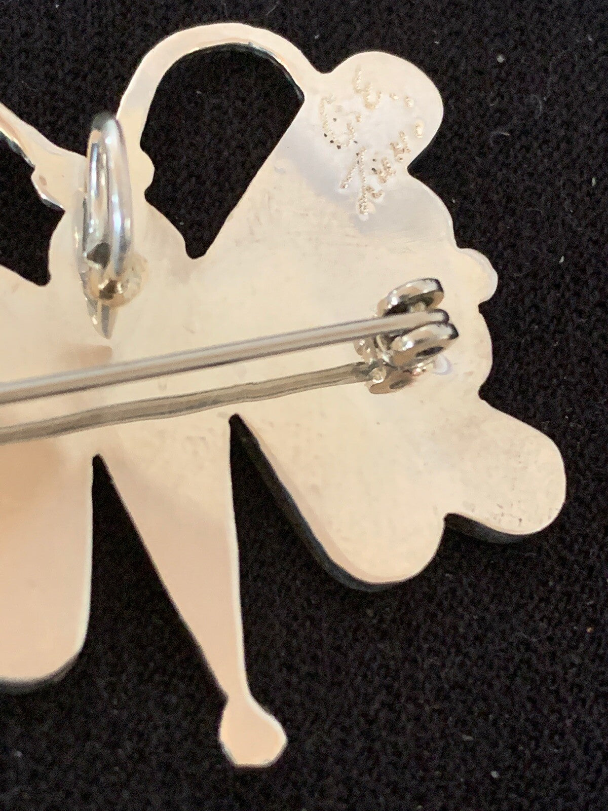 Turquoise & Mother Of Pearls Butterfly Zuni Sterling Silver Pin Pendant 04695