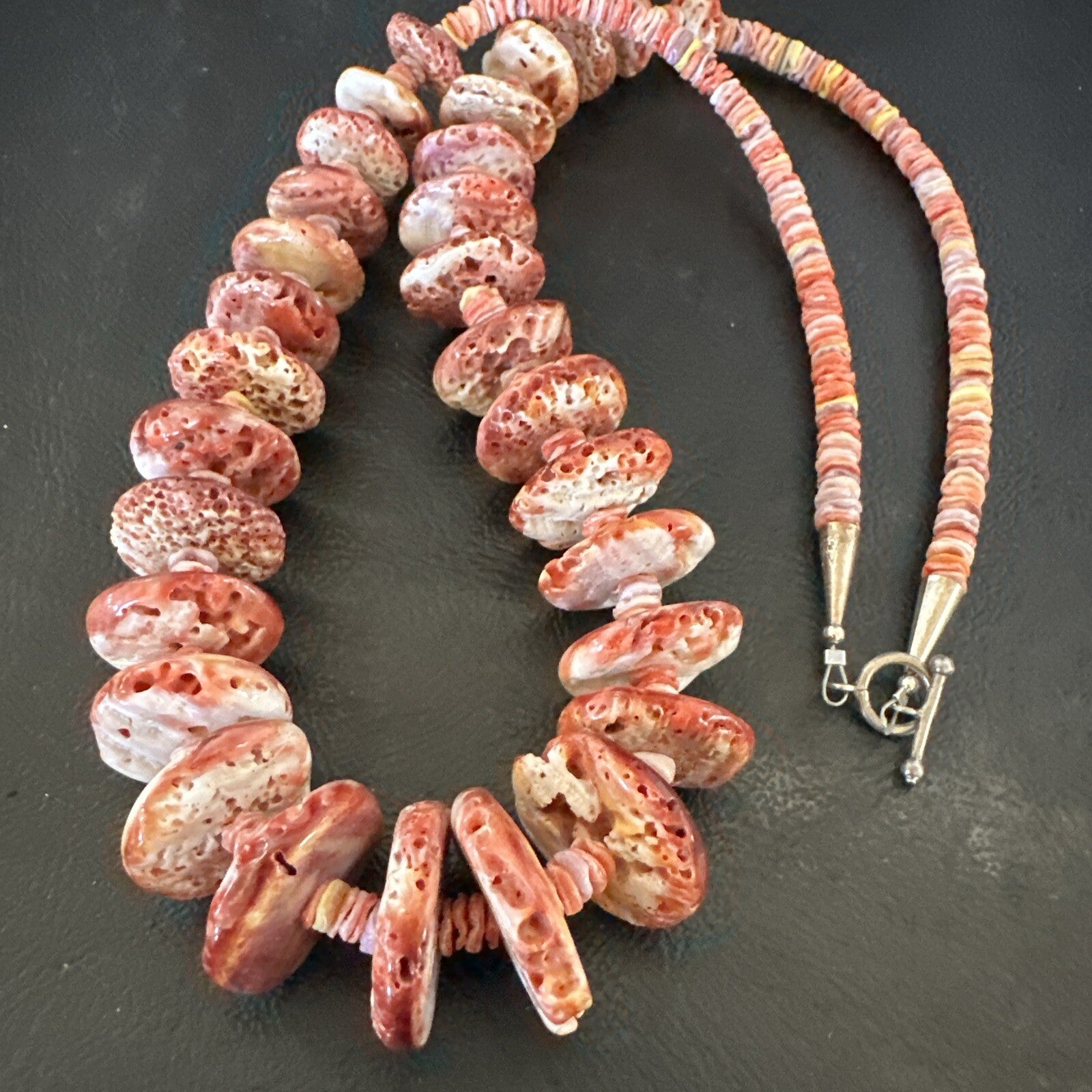 Purple Spiny Oyster Heishi Navajo Sterling Silver Necklace 24” 17781