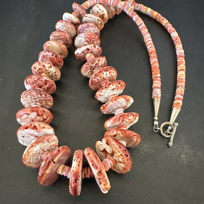 Purple Spiny Oyster Heishi Navajo Sterling Silver Necklace 24” 17781