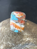 Blue Turquoise Spiny Oyster Southwestern Ring Size 8 | Sterling Silver | Authentic Native American Handmade | 18431