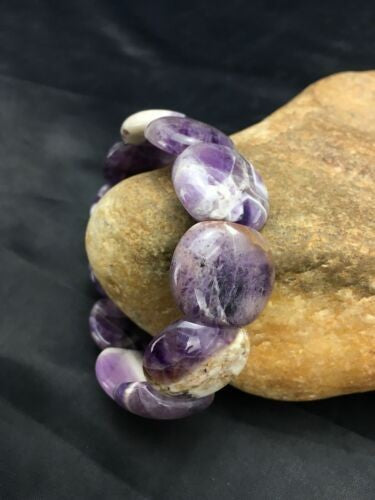 Native American Purple Charoite Stretch Bracelet 7.25" Adjustable 3019