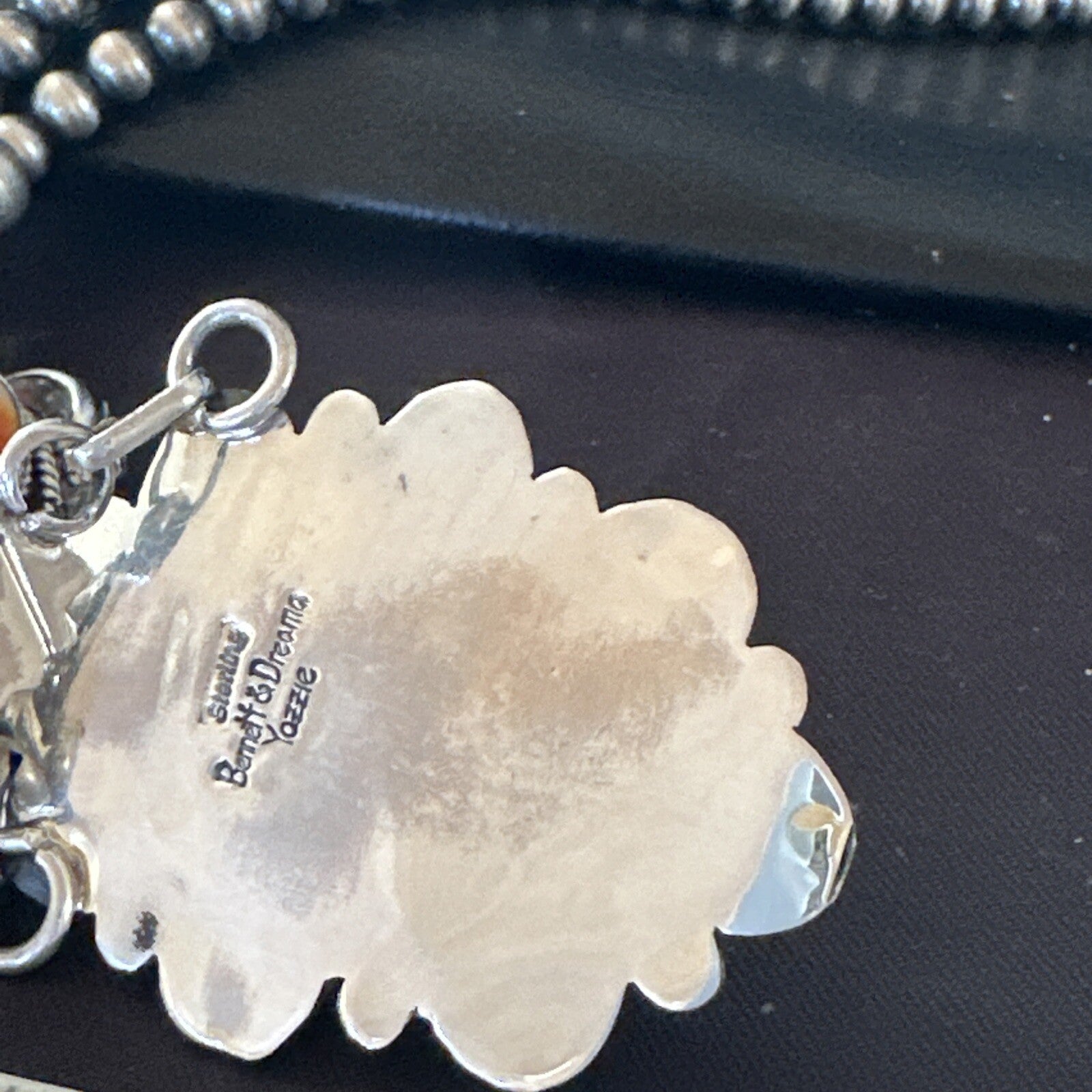 Orange Spiny Oyster Pendant Navajo Sterling Silver Lariat Necklace 21" 18627