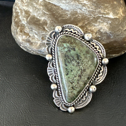 H Joe Mens Womens Navajo Sterling Silver Green Turquoise Ring Size 9 19357