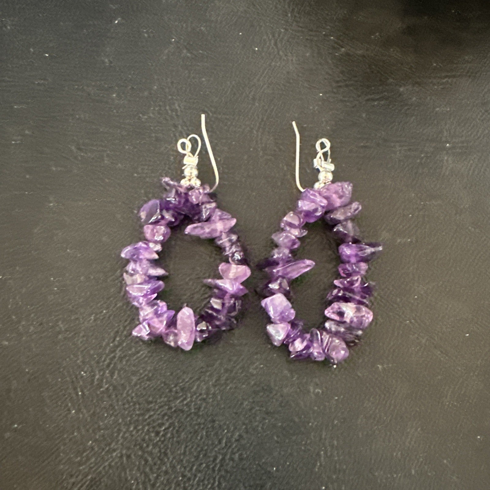 Purple Amethyst Nugget Bead Sterling Silver 1" Earrings 19019