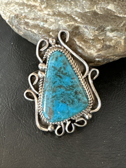 Blue Turquoise Navajo Sterling Silver Ring Size 7 19781