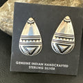 Old Pawn Navajo Stamped Stamped Handmade Earrings | Sterling Silver | Authentic Native American Handmade | 18174