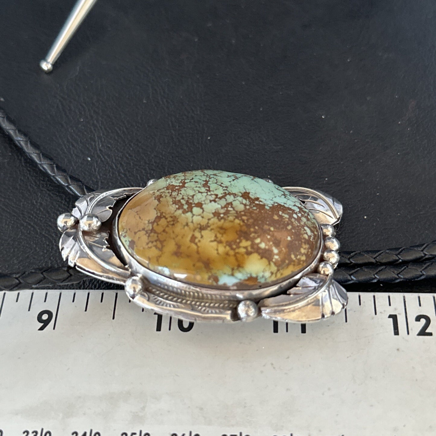 Mens Blue Golden Hills Turquoise Bolo Tie Sterling Silver Navajo 14787