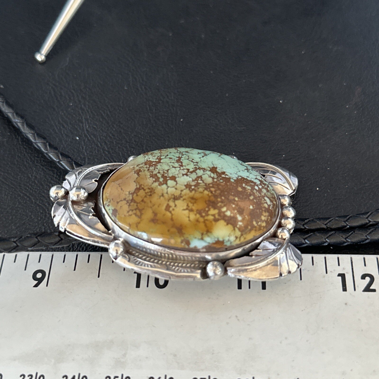 Mens Blue Golden Hills Turquoise Bolo Tie Sterling Silver Navajo 14787