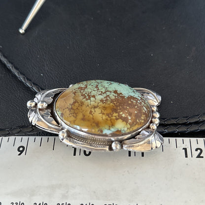 Mens Blue Golden Hills Turquoise Bolo Tie Sterling Silver Navajo 14787