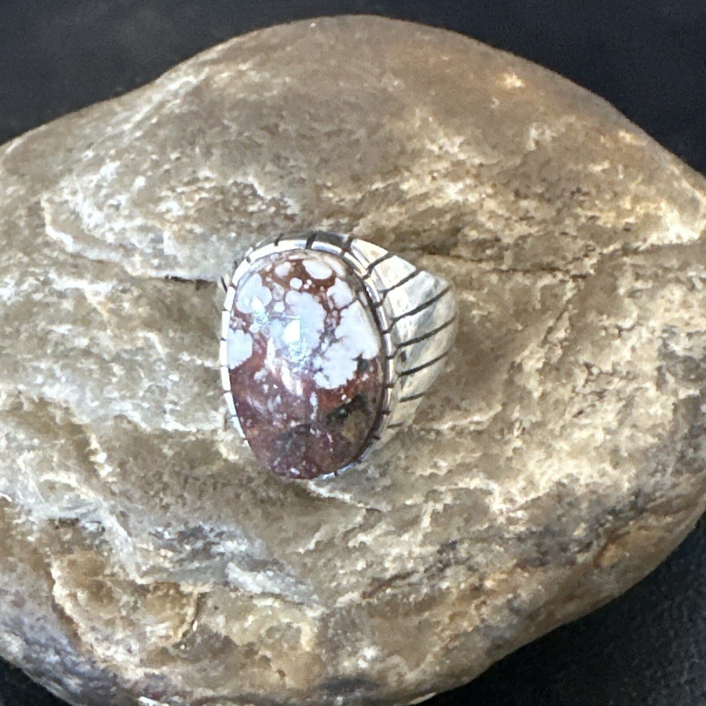 Mens Wild Horse Turquoise Southwestern Sterling Silver Ring Size 9 17792