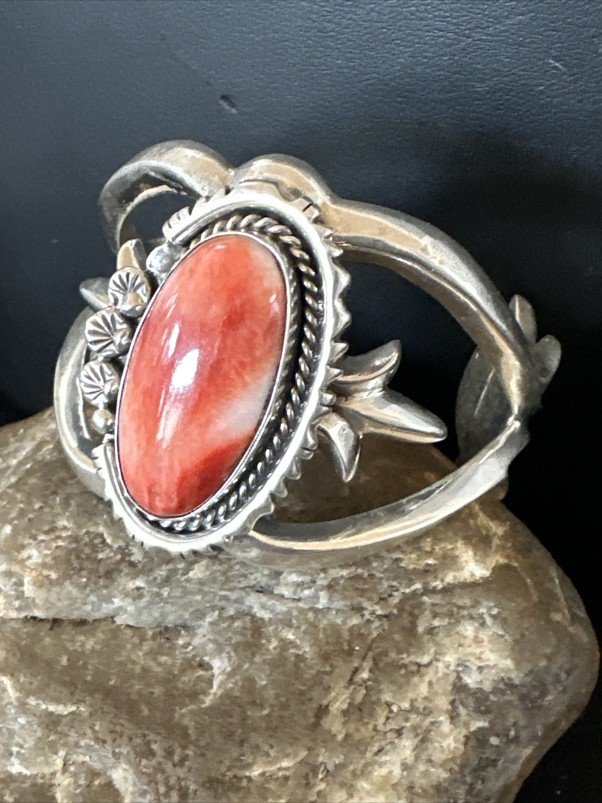 Red Spiny Oyster Navajo Sterling Silver Cuff Bracelet 17704