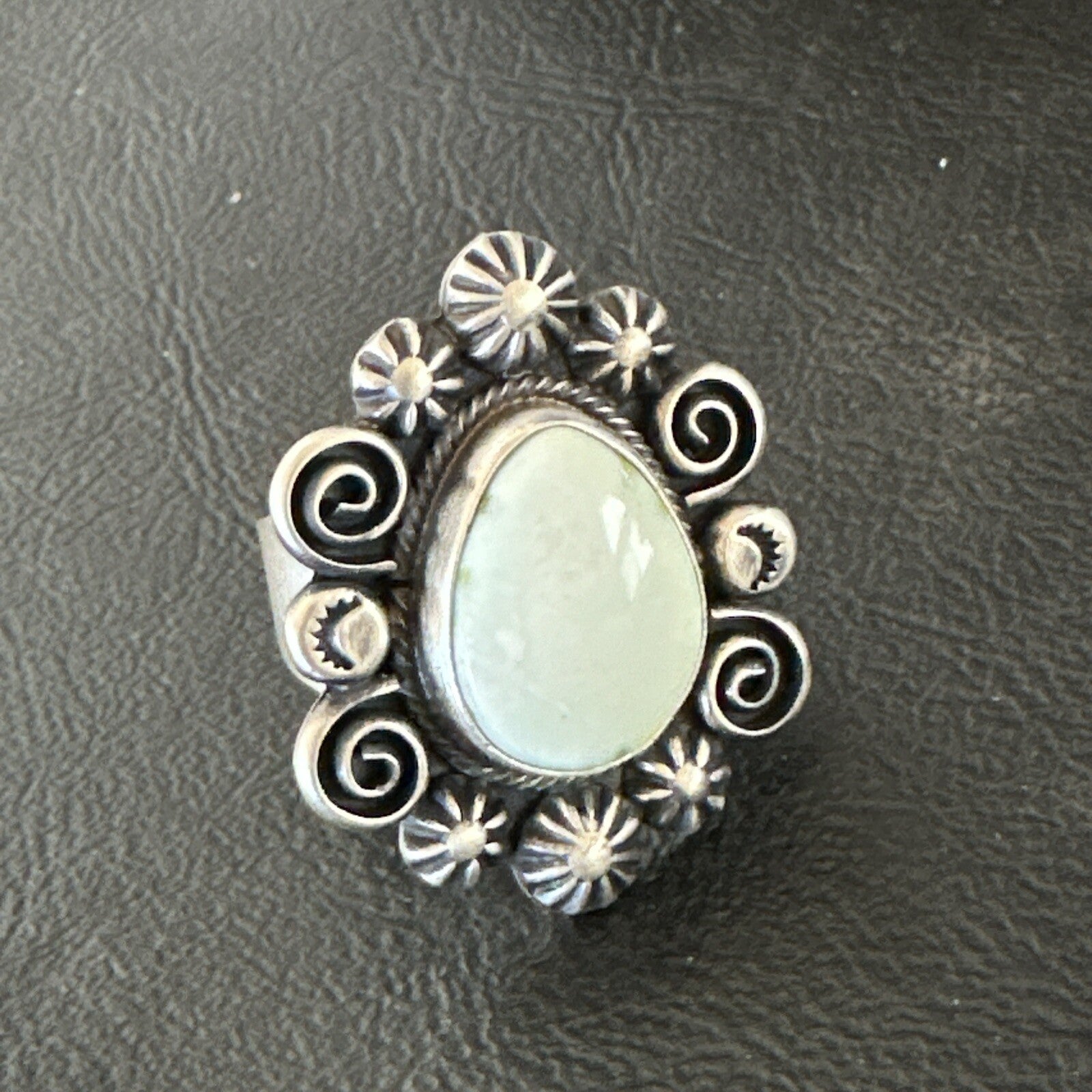 Women Blue Dry Creek Turquoise Navajo Sterling Silver Ring Sz 9 17773