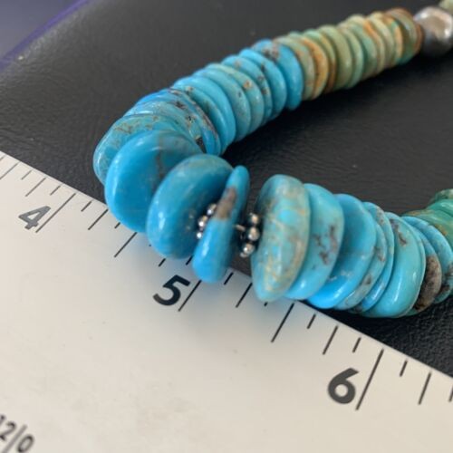 Navajo Blue Green Turquoise Necklace Sterling Silver 20" 11963
